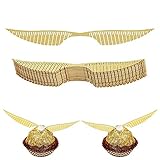 ZELAITE 40 Stück Gold Glitter Flügel Kuchen Dekoration, Dekoration Hexe aus Schokolade Cupcake Topper Gold glänzend Flügel für Bonbons Kuchen Cupcakes Party Mottoparty (C)