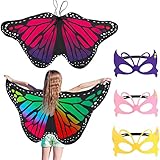 FANTESI 2 Stück Kinder Schmetterlingsflügel, Halloween Fee Schmetterling Umhang Flügel Kostüm Schmetterling Schal Pixie Poncho Kostüm für Jungen Mädchen Verkleiden Prinzessin Party Gastgeschenke