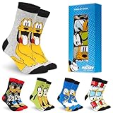 Disney Socken Herren, Lustige Socken Herren, 5er Pack Bunte Socken Herren Set Mickey Mouse Baby Yoda Mandalorian Boba Fett (Multi Goofy, 39-44 EU)