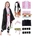 Heionia 9PCS Anime Cosplay Kostüm mit Perücke Mädchen Halloween Carnival Costume Kimono Wig (150)