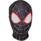 KaKille Peter Parker Maske schwarz Miles Morales Kopfbedeckung Lycra Vollmaske Halloween Film Cosplay Kostüm Requisiten Zubehör,A-OneSize…