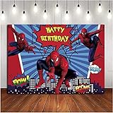 Superhero Spider-Man Fotografie Hintergrund Amdieu Birthday Party Supplies MädchenPrinzessin Junge Kind Geburtstag Party Kuchen Tisch Dekoration Banner Hintergrund Foto Studio Requisiten, 1,5 x 1 m