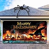 Halloween Deko Banner Hintergrund, Happy Banner, Kürbis Geist hängende Türdeko Orange Schwarz Hintergrund Banner für,Realistische Innen- und Außenhorror DekorationPlakat（180 x 110cm）