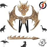 Drachenflügel,Halloween Drachen Maske,Drachen Cosplay Kostüm,Drachenmaske Kostüm Maskerade,Halloween Dinosaurier Cosplay,Drachen Kostüm für Kinder Jungen Mädchen Halloween Party Karneval