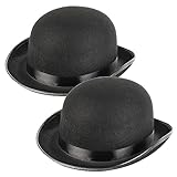 Schramm 2 Stück Melone Bowler Hut rund Melonenhut schwarz für Erwachsene Chapeau Zylinderhut Melone Bowlerhut Wollfilzhut Damen/Herren Filzhut aus Wollfilz