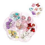 Hifot 7 Paare Clip Mädchen Ohrringe Prinzessin Klipp Ohrring Set Dress up Prinzessin Schmuck Zubehör für Mädchen Kinder Kleinkind in 2 klaren Boxen