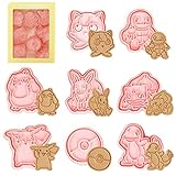 LGZIN Keksausstecher Kinder, 8 Stück 3D Plätzchenausstecher, Keks Ausstechform Set, Ausstecher Kunststoff, 3D Ausstecher Set, Cookie Cutter, für Keksteig, Fondant, Donut, Kuchendekoration
