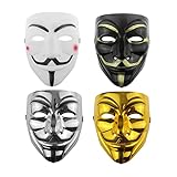 Udekit Hacker Maske V für Vendetta Maske für Erwachsene Kinder Halloween Karneval Party Kostüm Cosplay(4Stück/Set)
