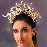 Reaky Medusa Schlangen-Stirnbänder, goldfarben, Schlangenhaarband, Halloween-Kostüm, Haarschmuck für Damen