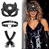 OHSN Catwoman Maske Damen 3pcs Catwoman Maske Cat Mask Katzenmaske Damen Sexy Katzen Maske Cat Women Mask Catwoman Catwoman Kostüm Damen Ideal für Dates Partys Festivals und Mehr