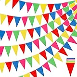 XXL 100 Meter Wimpelkette bunt - Innen & Draußen Banner - Girlande für Garten & Party - Deko & Dekoration