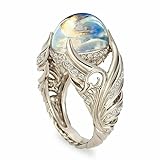 Eleganter 925er Silber Mondstein Ring Frauen Hochzeitsschmuck Geschenk Größe 5-10Nützlich und praktisch