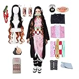 kelihood Japanischer Anime Cosplay: Kamado,Nezuko-Cosplay Kostüm Kimono Set Anime Cosplay Kostüm Erwachsene Kimono Halloween Kostüm-Erwachsene_S