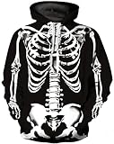 Ocean Plus Herren 3D Mehrfarbig Hoodie Schädel Kapuzenpullover Bunt Wolf Pulli Totenkopf Sweatshirt mit Kapuzen (XXL/3XL (Brustumfang: 126-146CM), Skelett)