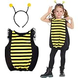 Herefun Bienen Kostüm Kinder, Hummel Kostüm Kinder mit Tiara, Faschingskostüme für Dress Up Party Cosplay, Geschenk für 3-6 Jahre Mädchen Jungen
