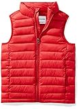 Amazon Essentials Jungen Leichte, Wasserbeständige Pufferweste, Verstaubar, Rot, 8 Jahre