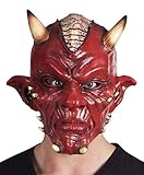 Boland 97505 Latex Kopfmaske Teufel, Unisex – Erwachsene, Einfarbig, rot, Taglia unica
