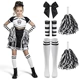 Spooktacular Creations Cheerleader-Kostüm für Mädchen, schwarzes beängstigendes Cheerleaderkostüm, Zombie Fearleader-Kostüm für Halloween-Dress-up-Partys-M