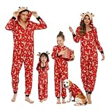 Puimentiua Weihnachts Pyjama,Familie Weihnachtspyjama Set,Christmas Matching Pyjama,Weihnachten Einteiler,Weihnachts Schlafanzug für Herren (XXL,01- Roter Elch)