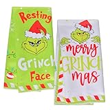 AsyinXson Weihnachten Küchentücher, Lustige Weihnachtshandtücher, Grin-ch Weihnachtsdekorationen, Geschenke für Frauen, Urlaub, Weihnachten, Küchendekorationen