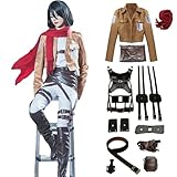 Fiamll Ackerman Cosplay Kostüm Scout Regiment Verkleidung AOT Cosplay Halloween Karneval Party Kostüm für Erwachsene L