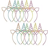 Jiahuade Einhorn Horn Haarreif Kinder,12pcs Kindergeburtstag Haarreif,Einhorn Haarreif Kinder,Kunststoff Einhorn Stirnbänder,Einhorn Horn Stirnband,Horn Stirnband Haarband
