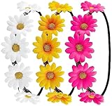Hatstar 3x Blumen Haarband Stirnband | Kopfband Blumenkranz | mit Elastischen Band | Haarschmuck für Damen und Mädchen | Accessoire für Oktoberfest, Karneval und Fasching