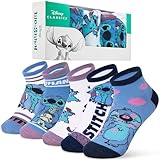Disney Socken Damen, Ankle Socks im 5er-Pack, Weich & Atmungsaktiv - Geschenke für Frauen (Mehrfarbig Stitch)
