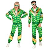 W WIDMANN MILANO Party Fashion - Kostüm Trainingsanzug St. Patricks Day, grün mit Kleeblättern, Irland, 80er Jahre Outfit, Jogginganzug