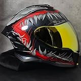 DXDRT Full Face Motorrad Helm, Leichte Motocross Helm Für Erwachsene Männer Frauen, Street Bike ATV Roller Motorrad Helme Mit Visier, DOT/ECE Genehmigt,Venom c,L 59~60CM