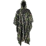 PELLOR 3D-Blätter Ghillie Suit Tarnanzug Ghillie Umhang Schnelltrocknend, Tarnkleidung für Jagd Camping Outdoor Militär Jagd Verdeckt CS Tierfotografie Festschmuck (Grün)
