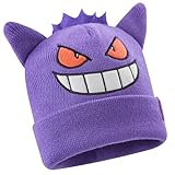 Pokemon Mütze Jungen, Warme Beanie Kinder Mütze, Wintermütze, Geschenke für Jungs & Mädchen (Lila Gengar)