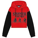 Stranger Things Hoodie Teenager Mädchen Crop Pullover Mädchen 9-16 Jahre Cropped Hoodie Mädchen Teenager Kapuzenpullover (Rot/Schwarz, 11-12 Jahre)