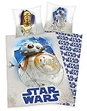 Disney Star Wars BB8, C3PO, R2D2 Bettwäsche 80x80 + 135x200cm, 100% Baumwolle mit Reißverschluss