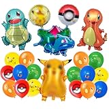 21 PCS Luftballons Kindergeburtstag, Party Set Kindergeburtstag, Geburtstagsdeko Kinder mit Latex Luftballons, Folienballons, Ballon Geburtstag für Jungen und Mädchen