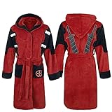 MERYAL Herren-Bademantel, Erwachsene, Unisex, Winter, warm, Flanell, Kapuze, Pyjama, Cosplay, Kostüm, Nachtwäsche, Bademantel, Einheitsgröße, Rot