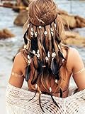 Reaky Feder-Stirnband, schwarz, Boho-Kopfschmuck, indische Feder-Stirnbänder, Haarteil, Festival, Kostüm, Haarschmuck für Damen