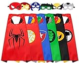 LATERN 6Pcs Superheld Cape und Maske, Cartoon Superheld Kostüme Verkleiden sich Spielzeug für Kinder Jungen Mädchen Geburtstag Party Favors