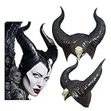Kaimeng Halloween Kostüm Damen Königin Hörner Helm Cosplay Maleficent Kostüm Latex Schwarz böse Kopfbedeckung Stirnband Dekoration Erwachsene Hörner Hut für böswilliges Cosplay, Party