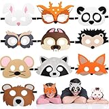 10 Stück Tiermasken Filz Tier Masks,Tiermasken für Kinder,Halbmasken Kinder,Geburtstag Augenmaske,Kinder Cosplay Masken,Masken zum Ausmalen für Maskerade,für Halloween,Weihnachten,Geburtstag