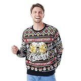 Giggling Getup Leuchtende hässliche Weihnachtspullover für Männer, lustiger hässlicher Weihnachtspullover mit LED-Lichtern, Weihnachts-Urlaubspullover in Schwarz