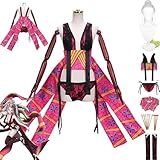 Mr.LQ Anime Kimetsu No Yaiba Daki Cosplay Kostüm Outfit Dämon Slayer Kimono Perücke Kopfschmuck Full Set Halloween Karneval Party Uniform Anzug