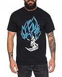Super Son Herren T-Shirt Goku Dragon Master Son Ball Vegeta Turtle Roshi Db, Farbe:Schwarz/Blau;Größe:L