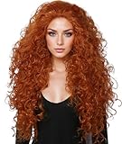 Linfairy Long Curly Orange Perücke Kostüm Halloween Cosplay -Perücke