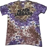 Black Sabbath T Shirt Wavy Band Logo Nue offiziell Unisex Dye Wash Purple L