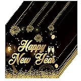 Servietten Silvester,Silvester Tischdeko,20 Stück Silvester Deko Schwarz Gold Silvester Servietten Tischdeko,2025 Happy New Year Servietten Silvester,33x33cm Silvester Deko Tisch Servietten (2)