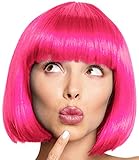 Bob Perücke Wig Cabaret Pagenkopf Pagen Charleston Perücken für Karneval/Fasching & Motto Party - 13 FARBEN (Pink)