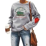 Damen-Sweatshirt „Griswold's Tree Farm“, mir rotem Herz, Weihnachten, Familie, Grafik, ästhetisch, GRAU, M