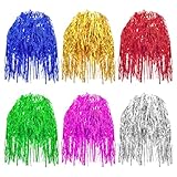 6 Stück Lametta Perücken Foil Fancy Dress Shiny Party Perücke, Haarteil Lametta Perücken, Erwachsene Männer Frauen Cosplay Kopfbedeckung Maskerade Perücken Party Zubehör (6 Farben)