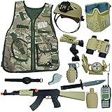 RedCrab Kostüm Soldat Kinder mit Tarnung Weste Helm Militär Kostüm Kinder Spielzeug Ausrüstung Geschenke für 3 4 5 6 7 8 9 10 Jahren,13 Teiliges